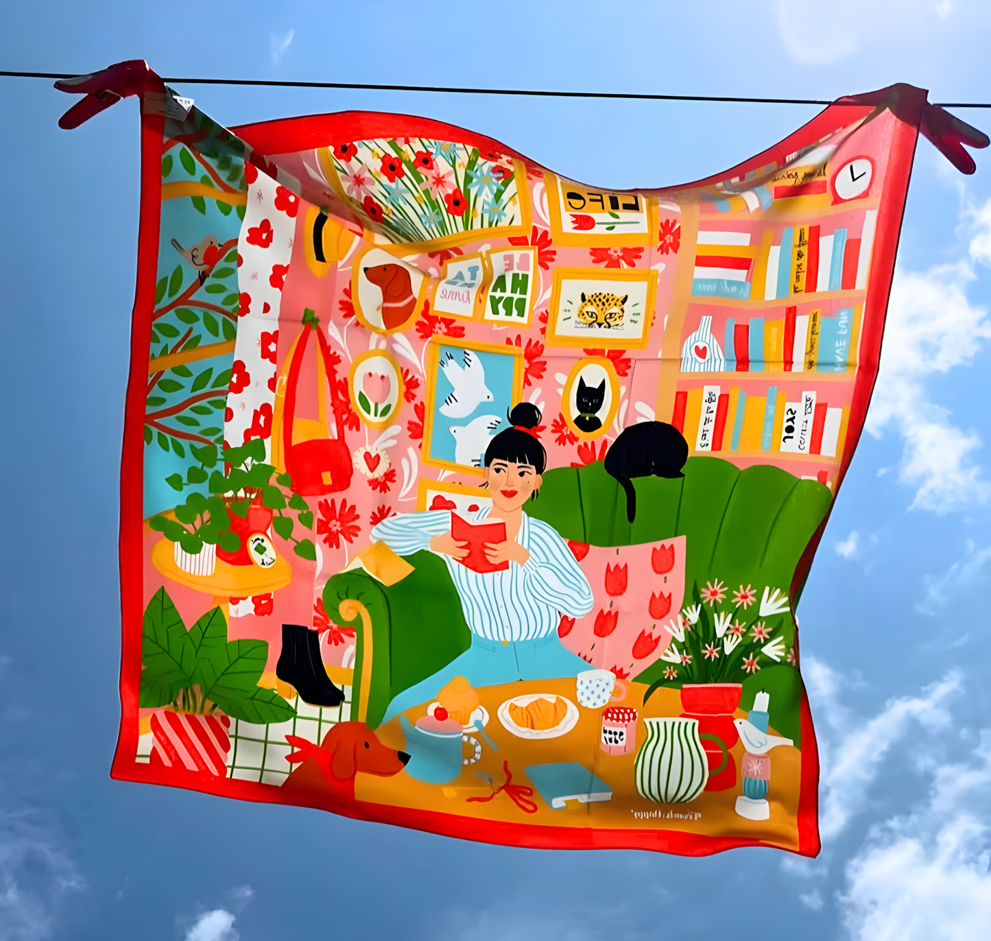 Carré de soie "COCOONING" (68x68cm)