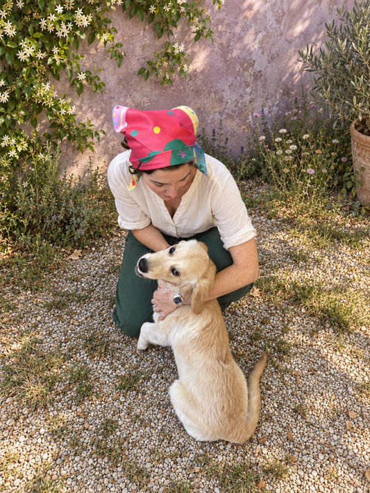 Bandana en satin de coton "La Chance!" par Fanny Ménoret