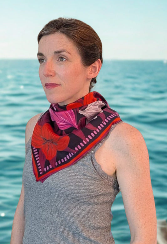 Bandana en coton "Rose Soleil" par Ella D.