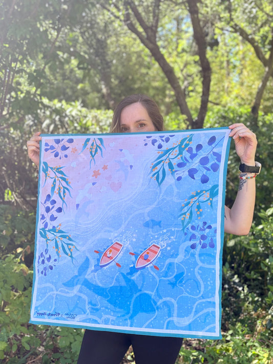 [ARCHIVE disponible] Bandana en coton "Les Deux Barques" par Marion Blanc