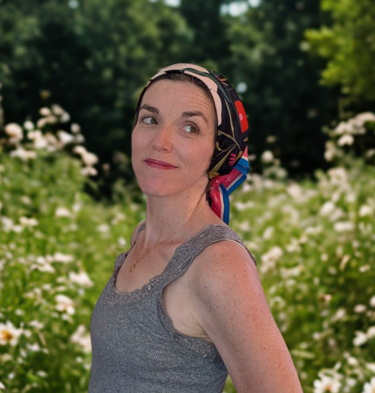 Bandana en coton "Le jardin d'Agathe" par Coralie Fau
