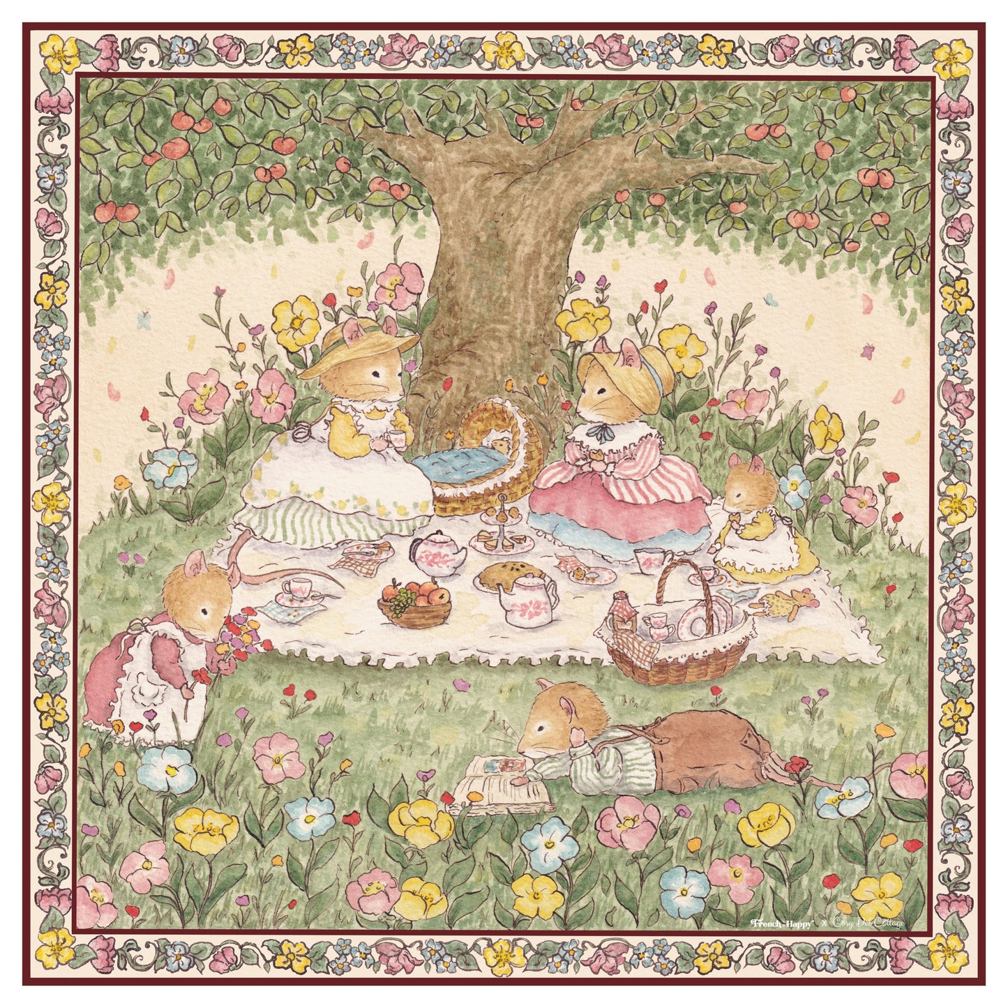 Bandana illustré “Sous le pêcher” — Cosy Del Cottage