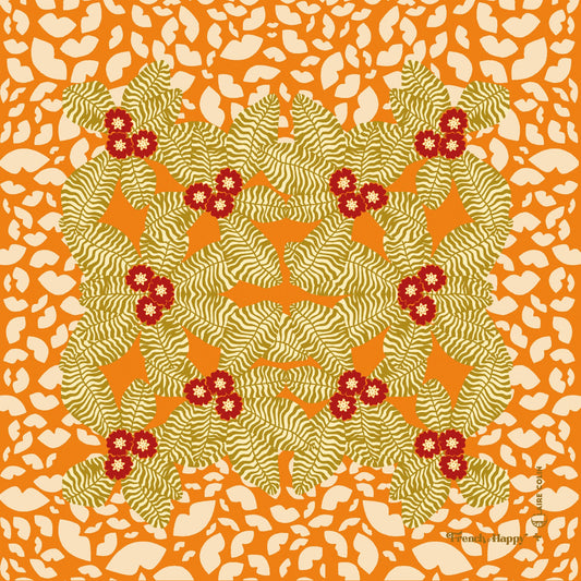 Bandana en satin de coton "Baiser Primevères" par Claire Colin