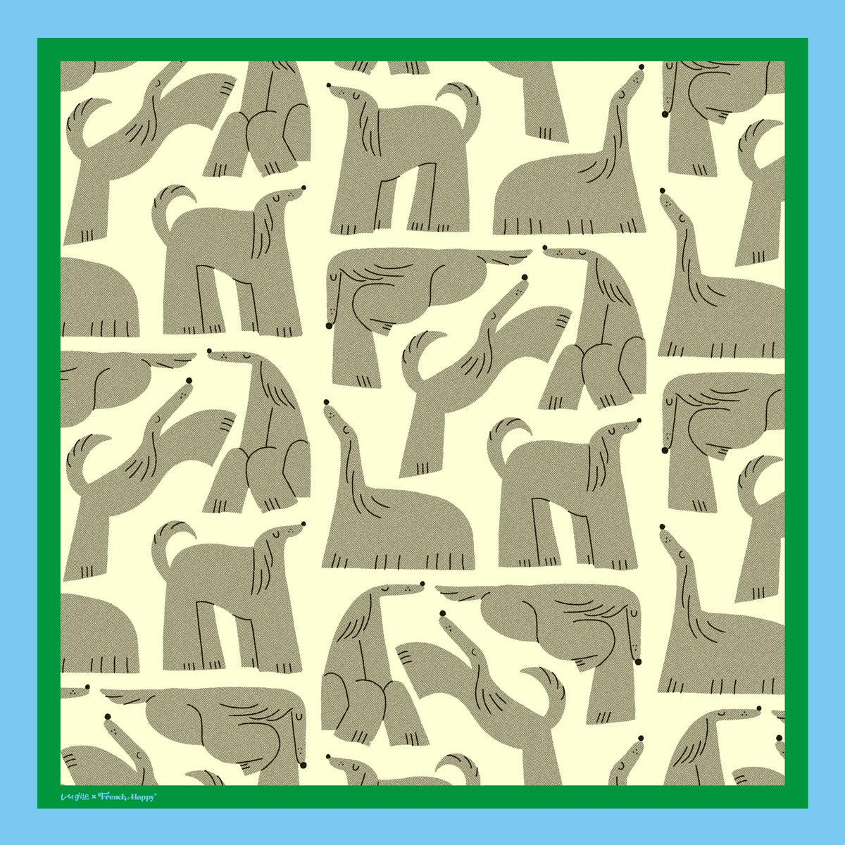 Bandana en satin de coton "Toutous partout" par Lou Gille