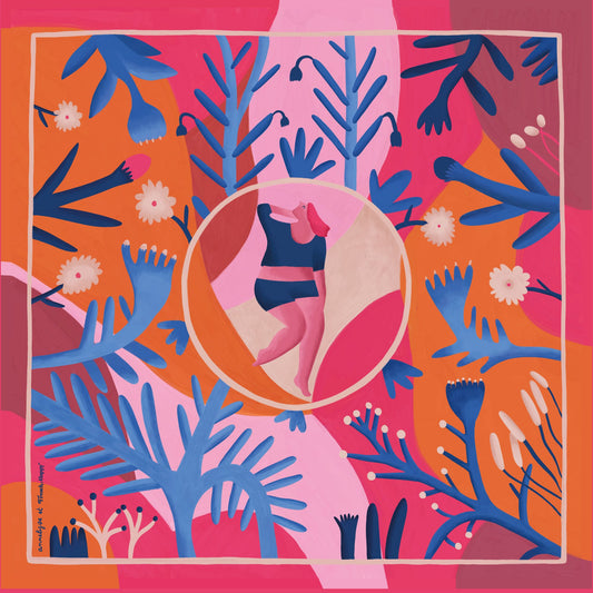 Bandana en satin de coton "En mon jardin" par Annelyse Bournand