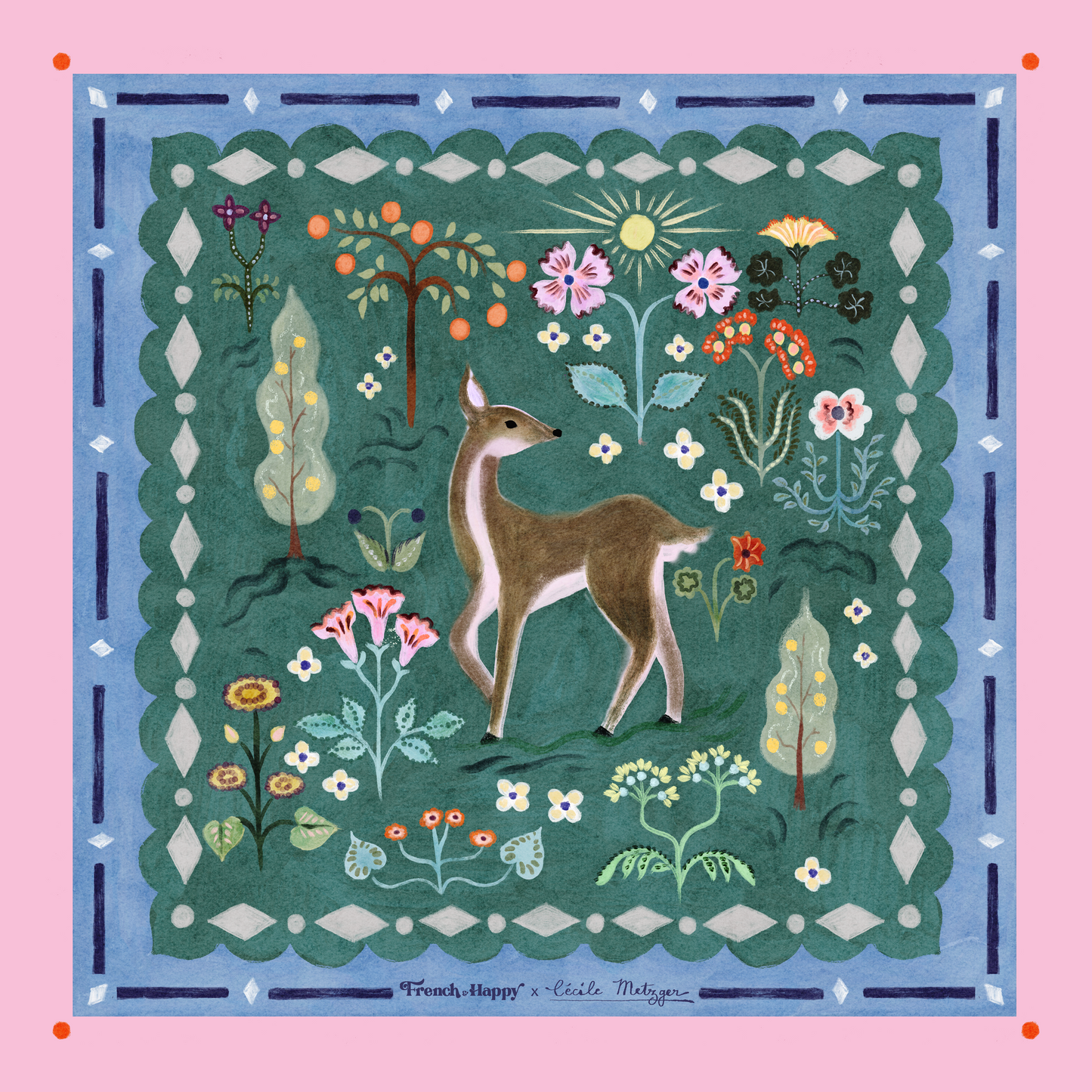 [ARCHIVE disponible] Bandana en coton "Woodland Grace" par Cécile Metzger