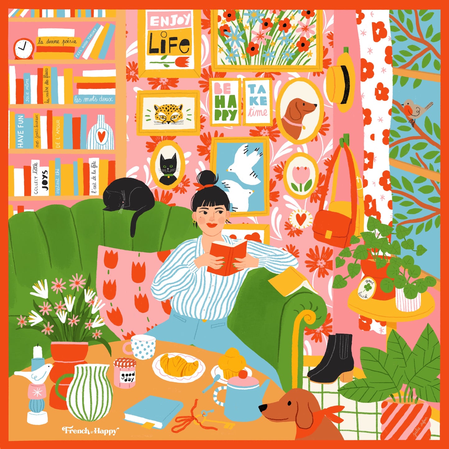 Carré de soie "COCOONING" (68x68cm)