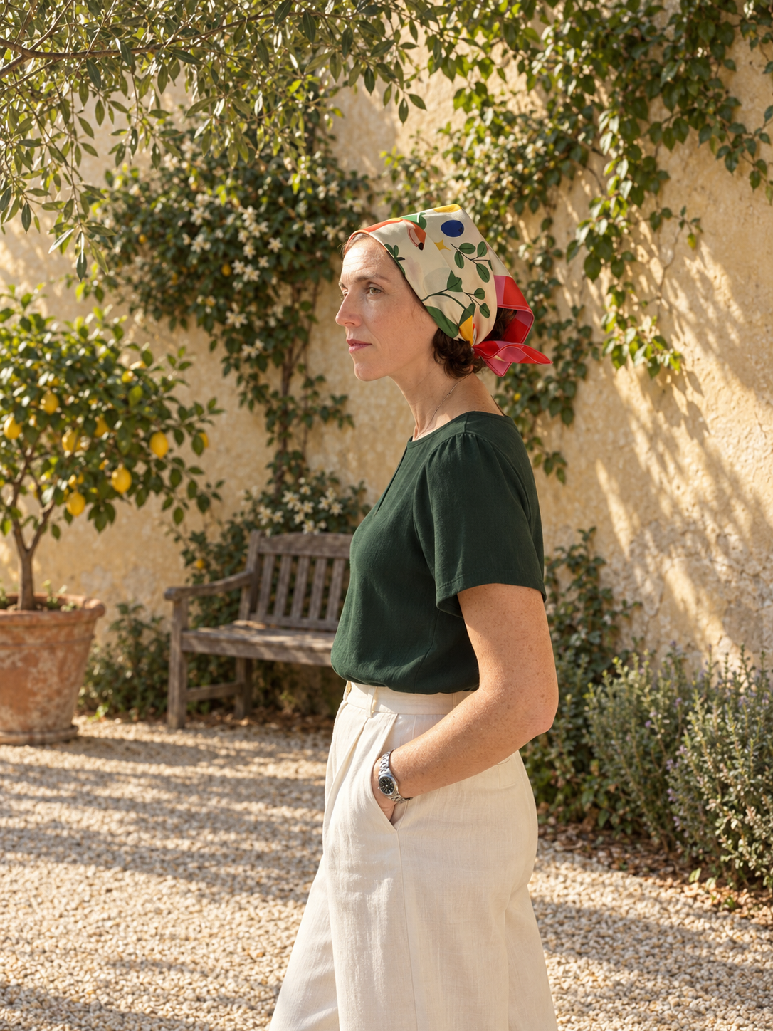 Bandana en satin de coton "Flânerie Fleurie" par Anaïs Sanchez