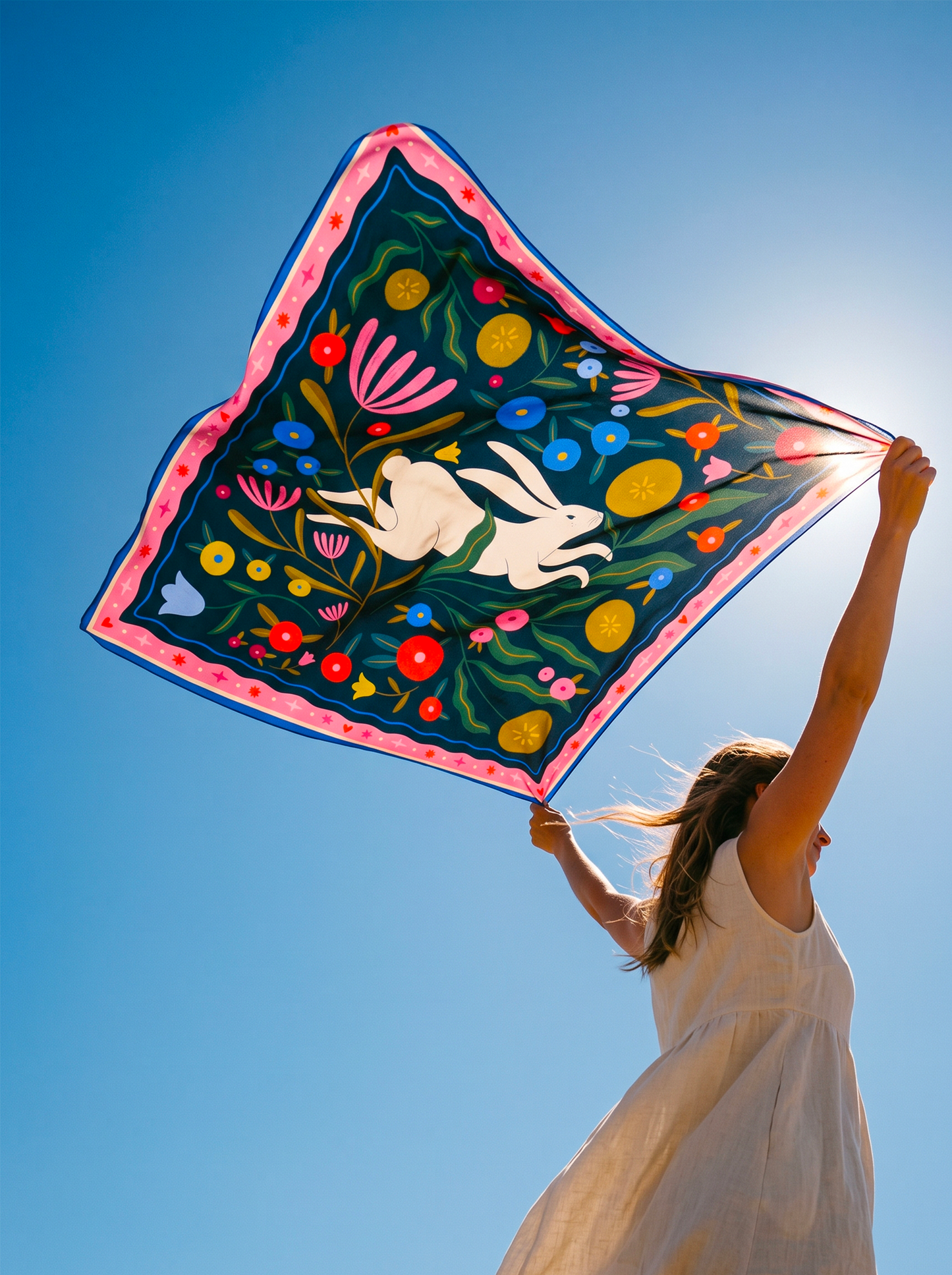 Bandana en coton "Le jardin d'Agathe" par Coralie Fau
