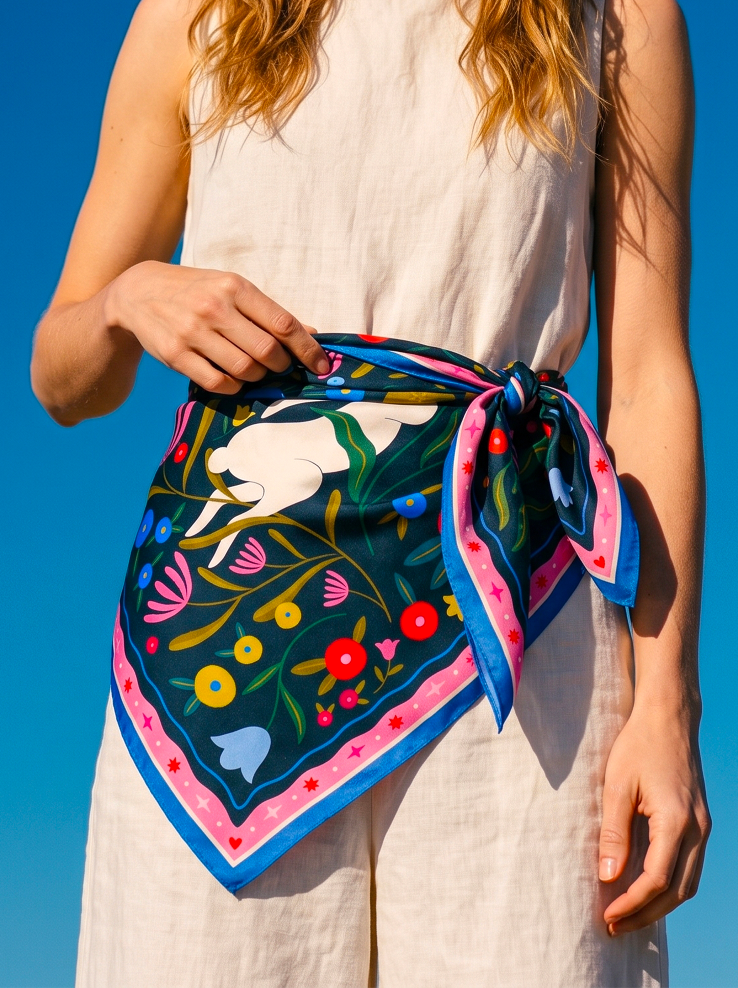 Bandana en coton "Le jardin d'Agathe" par Coralie Fau
