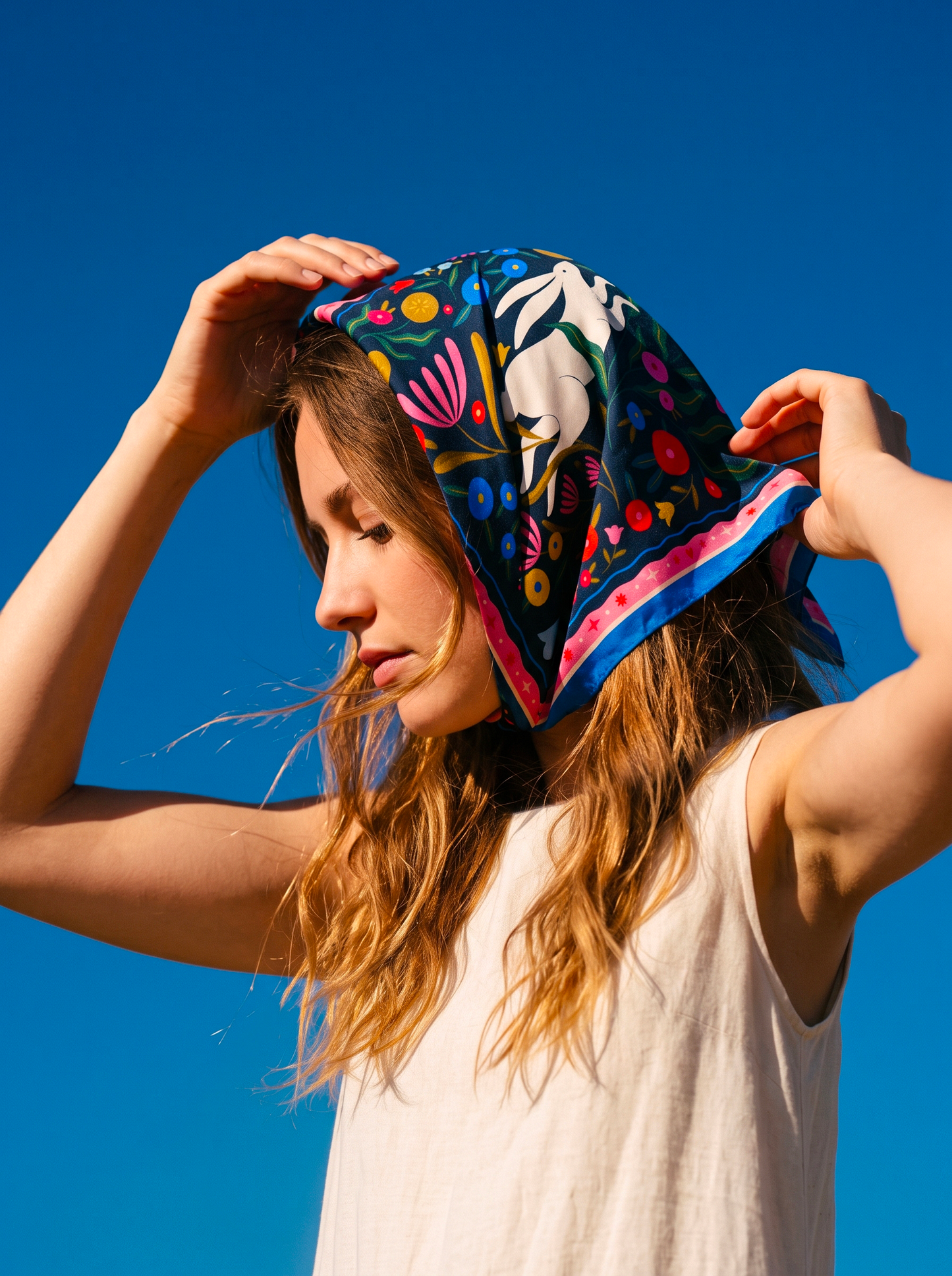 Bandana en coton "Le jardin d'Agathe" par Coralie Fau