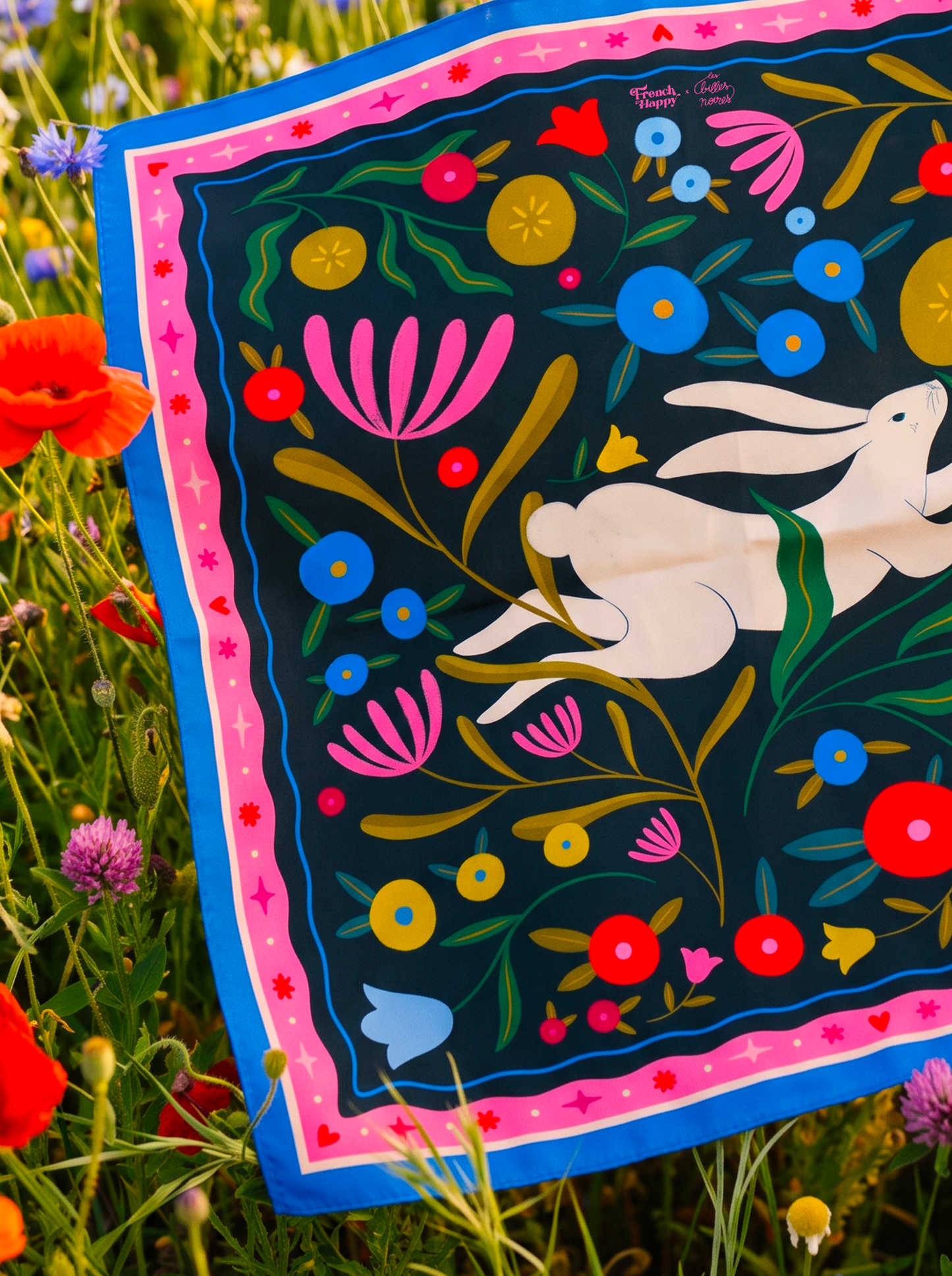 Bandana en coton "Le jardin d'Agathe" par Coralie Fau
