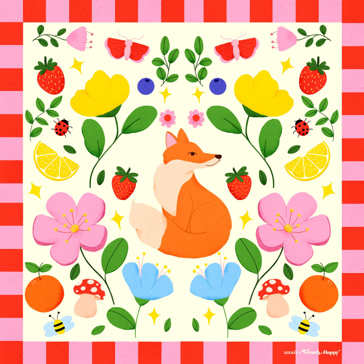Bandana en satin de coton "Flânerie Fleurie" par Anaïs Sanchez