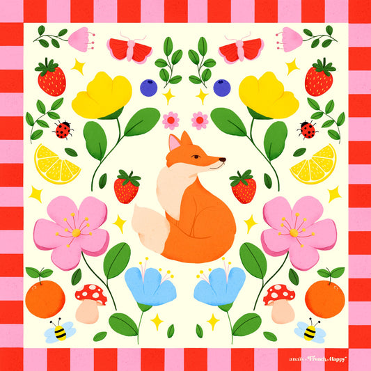 Bandana en satin de coton "Flânerie Fleurie" par Anaïs Sanchez