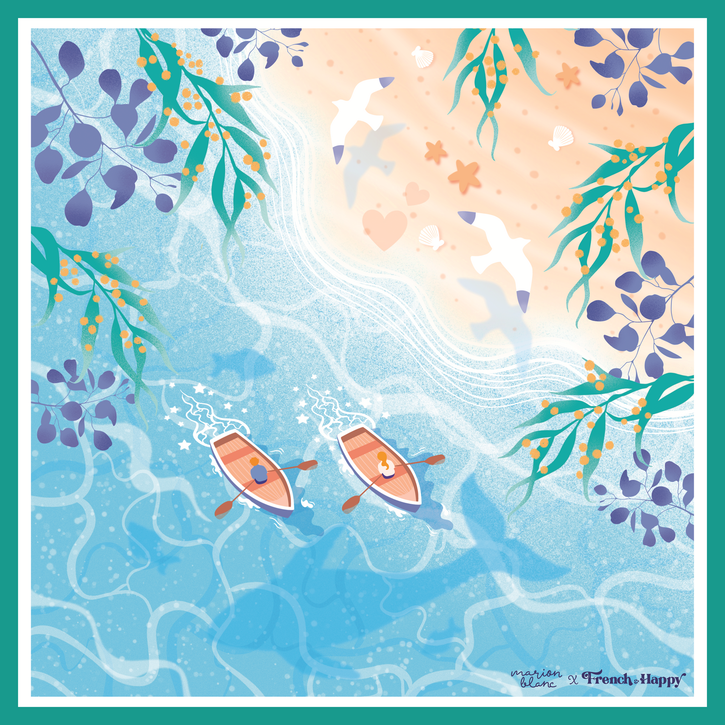 [ARCHIVE disponible] Bandana en coton "Les Deux Barques" par Marion Blanc