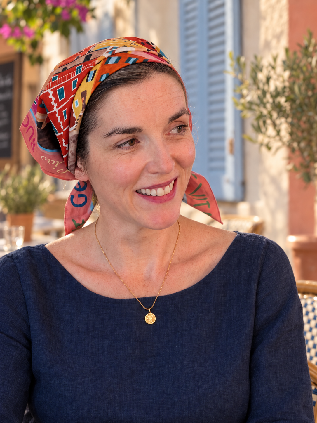 Bandana en satin de coton "Riomaggiore" par Nolwenn Studio  | Expédition mi-novembre