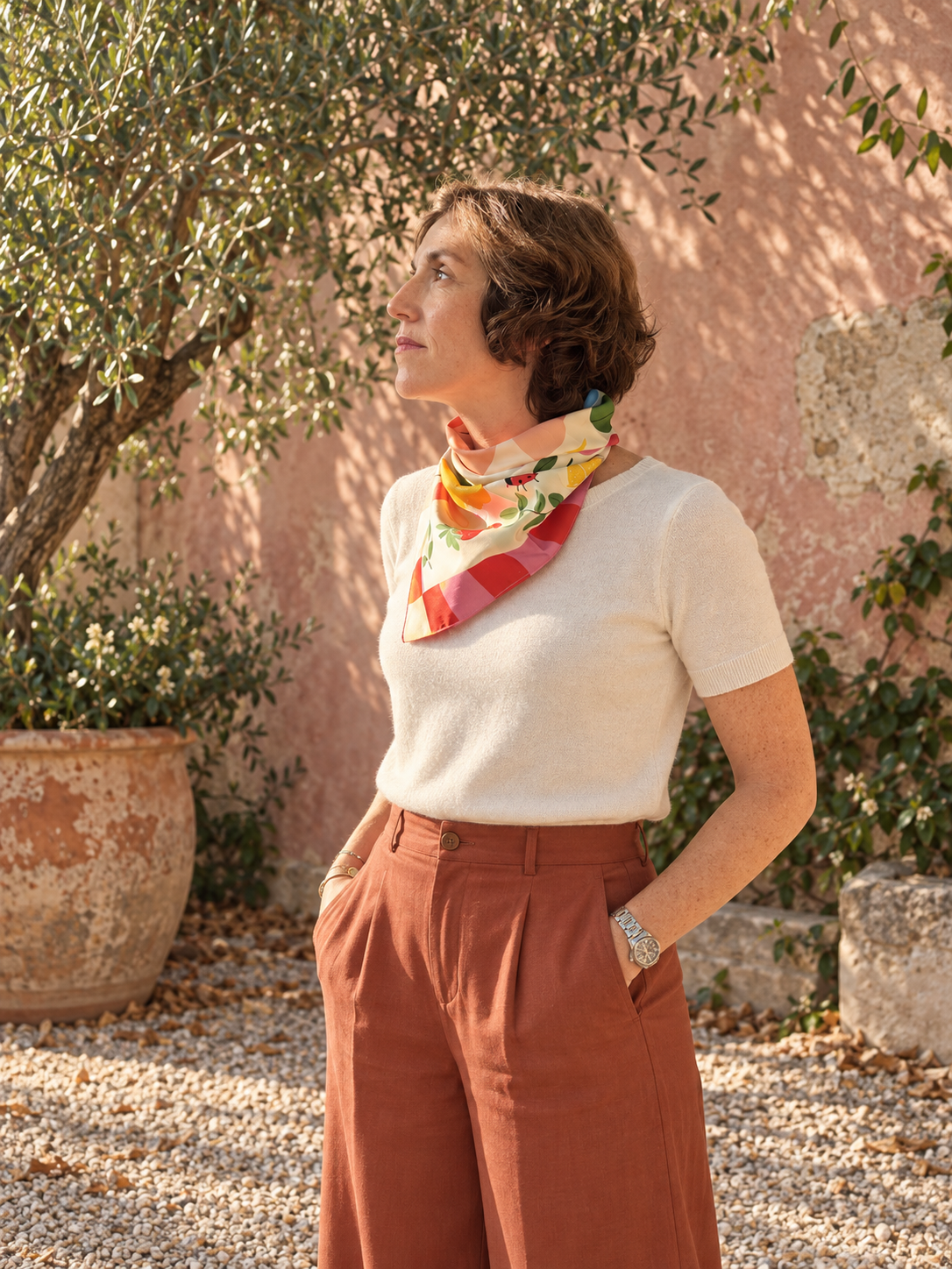 Bandana en satin de coton "Flânerie Fleurie" par Anaïs Sanchez