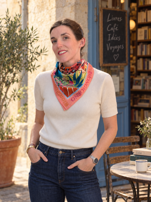 Bandana en satin de coton "Riomaggiore" par Nolwenn Studio