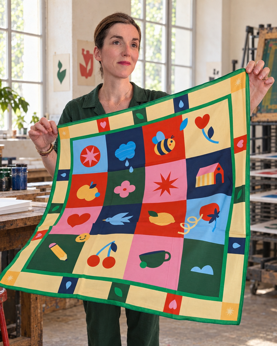 Bandana en satin de coton "Summer Charms" par Paper Flâneur  | Expédition mi-novembre