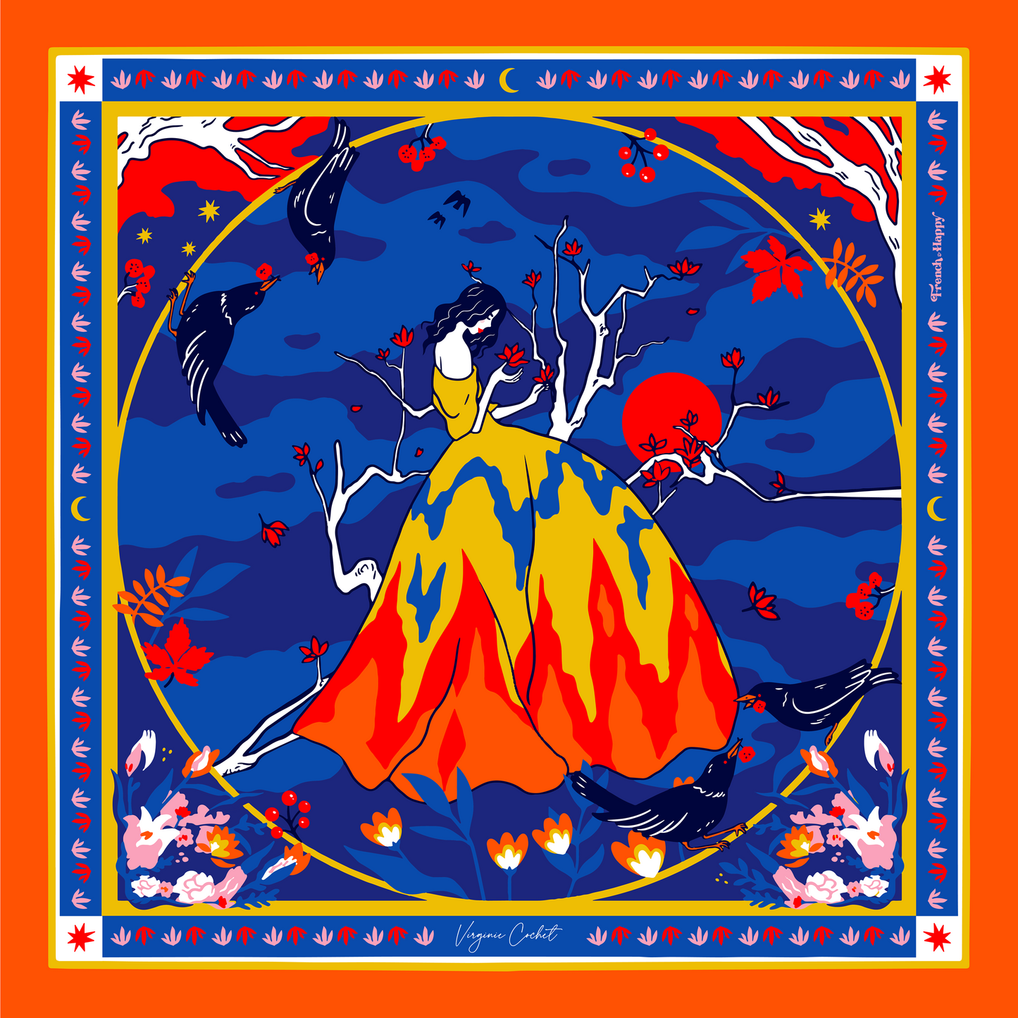 [ARCHIVE disponible] Bandana en coton "Lune Rouge" par Virginie Cochet