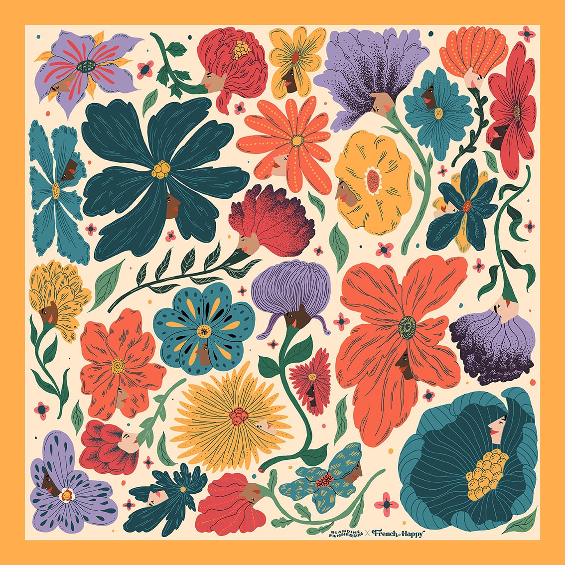 Bandana illustré “La vie des fleurs” — Blandine Pannequin