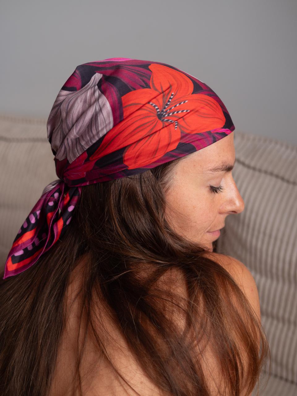Bandana en coton "Rose Soleil" par Ella D.