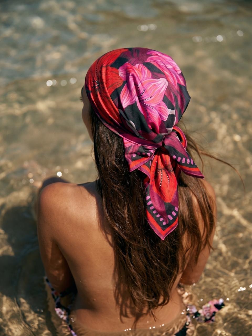 Bandana en coton "Rose Soleil" par Ella D.